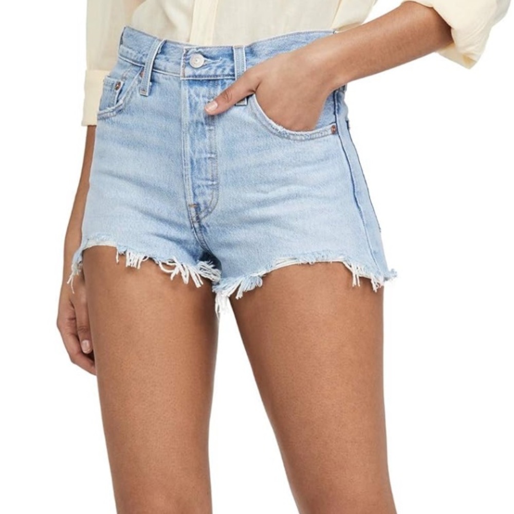 Levi’s distressed blue Jean shorts